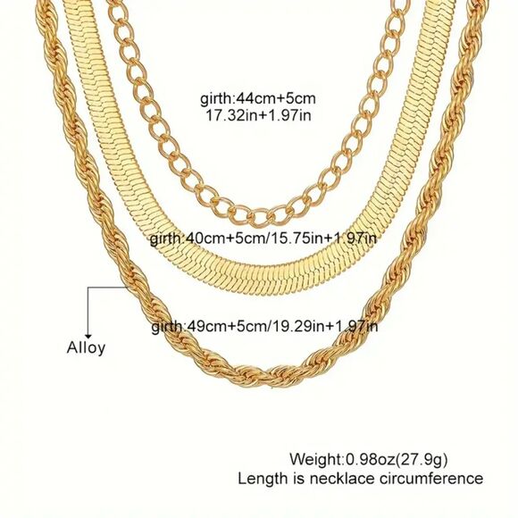 "Kaia" | Minimalist and Adaptable Gold Three Piece Necklace Stack Set - Picture 3 of 3